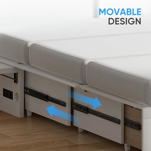 PUREMIND Murphy Bed Cabinet with Mattress Included, Queen Murphy Chest Beds with 2 Storage Drawers, Hideaway Cabinet Bed with USB Charging Station