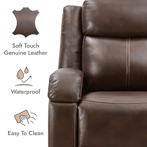 Watson & Whitely Genuine Leather Power Recliner Chairs for Adults, Wall Hugger RV Recliner with Power Headrest & Charging Ports