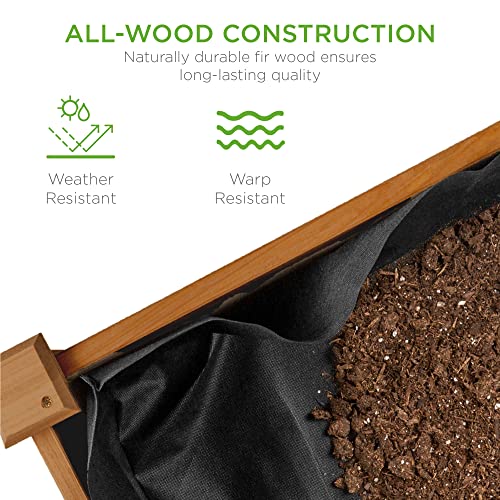 Best Choice Products 72x23x30in Raised Garden Bed, Elevated Wood Planter Box Stand for Backyard, Patio, Balcony w/Divider Panel, 6 Legs