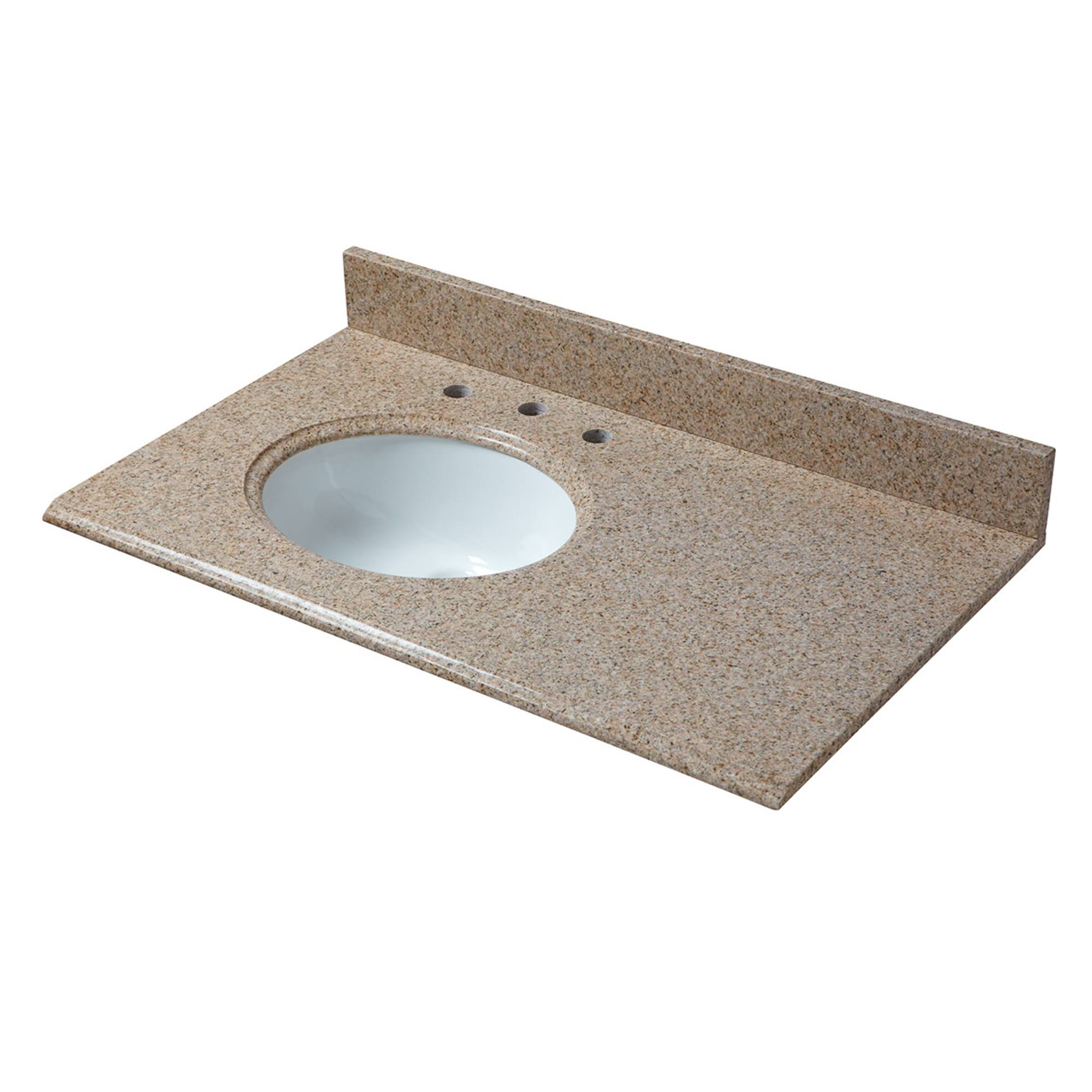 Cahaba CAVT0136 37x22 x 22x22 Beige Granite Left Offset Basin Vanity Top u0026 8x22 Spread