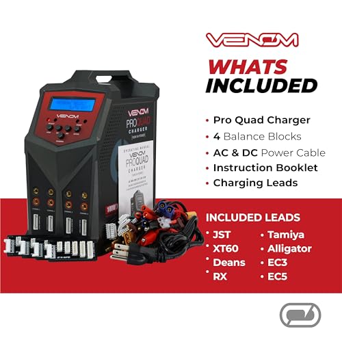 Venom Power - Pro Quad LiPo Battery Fast Charger with LCD Screen - 4 Ports at 100W Each