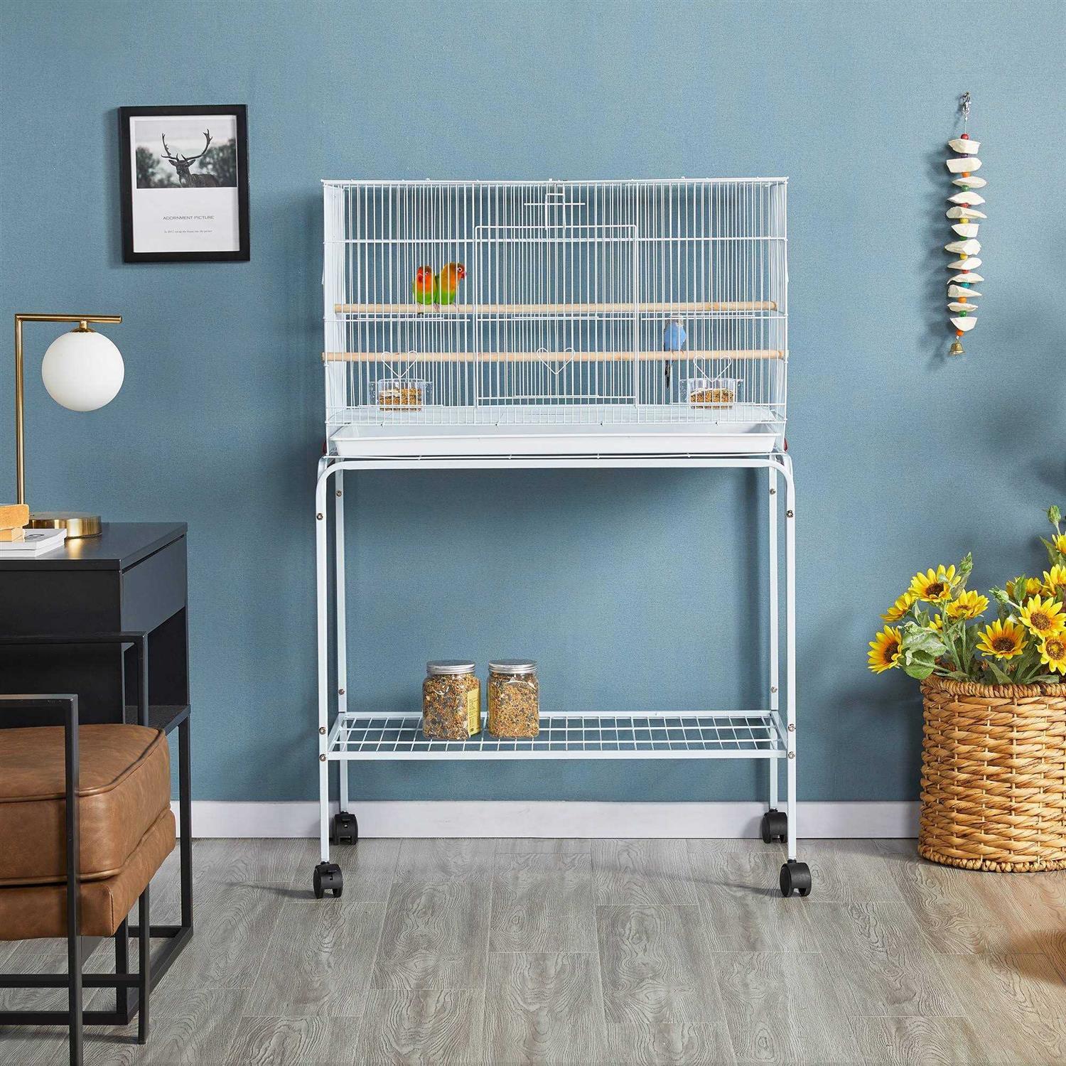 Topeakmart 47 Flight Cage with Slide-Out Tray and Rolling Detachable Stand for Birds - Pet Supplies online store