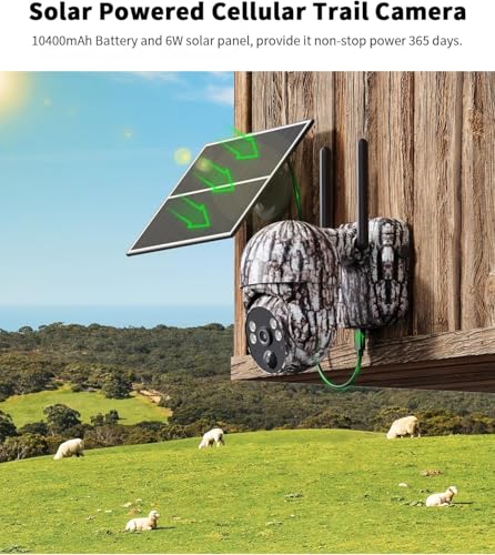 Cellular Trail Camera 3rd Generation 4G LTE with Solar Panel, Live Video Game Camera Include SIM Card with 360° Pan Tilt, Motion Activated