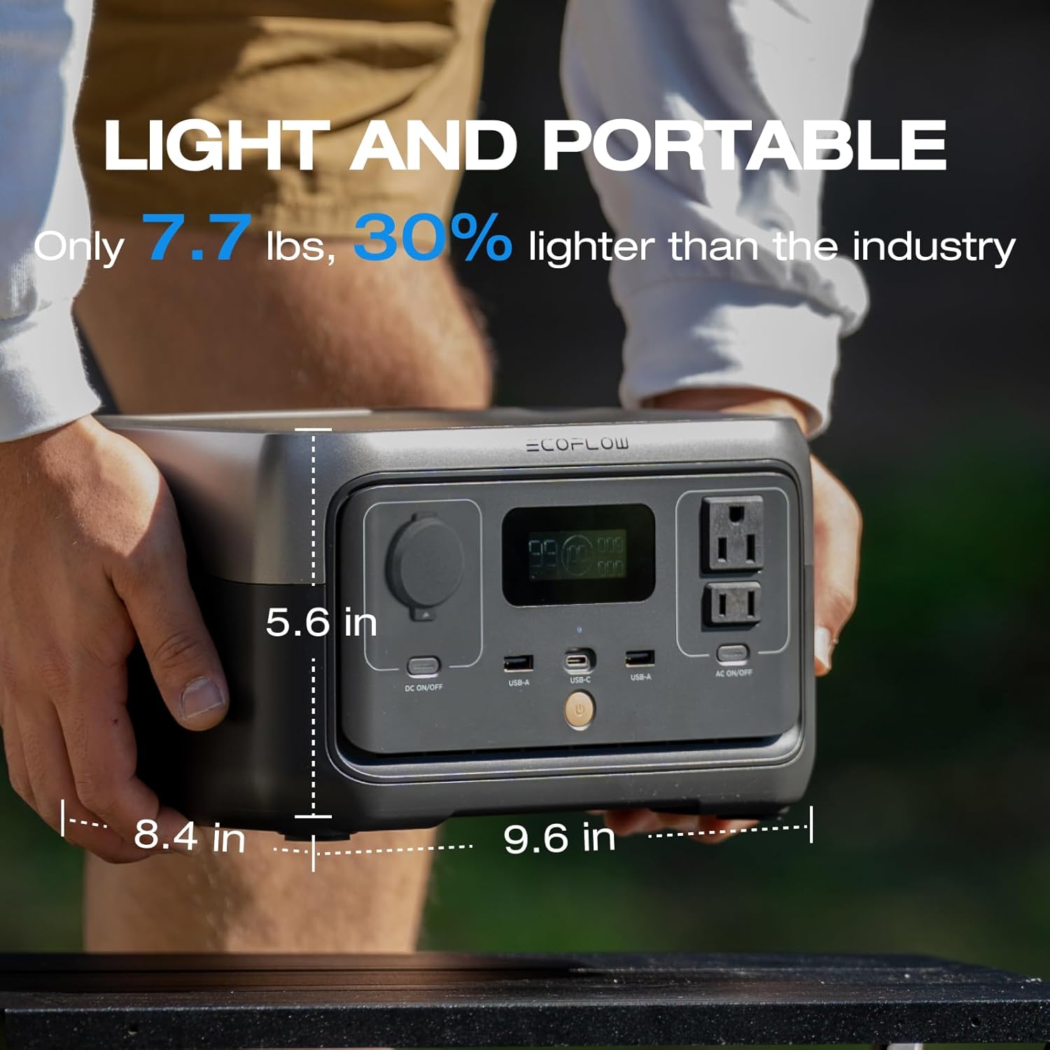 EF ECOFLOW RIVER 2 Portable Power Station, 256Wh LiFePO4 Battery, 1-Hour Fast Charge, Up to 600W AC Outlets