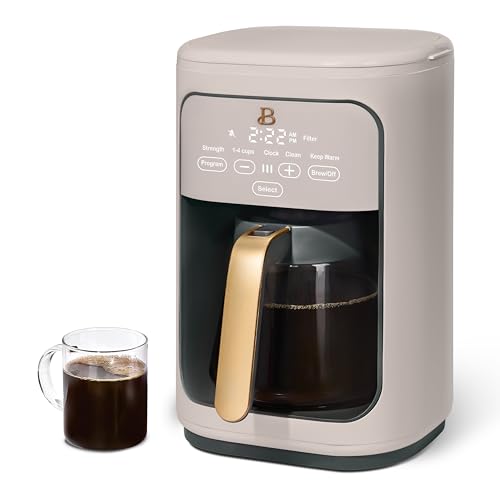 Beautiful Coffee Maker, 14-Cup, Touch Display, Programmable, 1200W, Stainless Steel, Keep Warm, 24h Timer dishwasher-safe (Black Sesame)