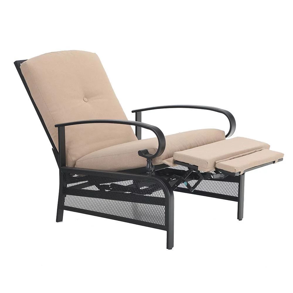 Sophia & William Set of 2 Outdoor Patio Steel Recliner Lounge Chair , Beige