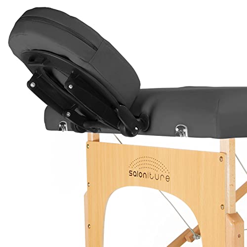 Saloniture Professional Portable Folding Massage Table with Carrying Case - Black
