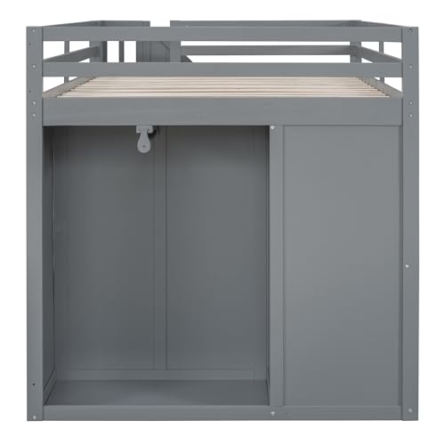Harper & Bright Designs Twin Size Loft Bed with L-Shaped Desk and Stairs, Solid Wood Loft Bed Frame with Storage Drawers and Bookcase