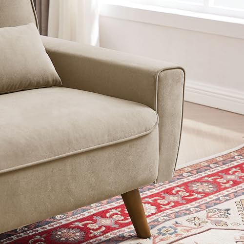 48.8" Small Loveseat Sofa, Mid Century Modern Love Seat Couch with Back Cushions and Wood Legs, 2 Seater Couches for Living Room, Bedroom