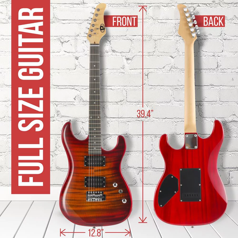 Pyle Beginner Electric Guitar Kit with Amp - Starter Kit Full Size 39" Instrument Package with Humbucker Pickups. - Curated Treasures Market