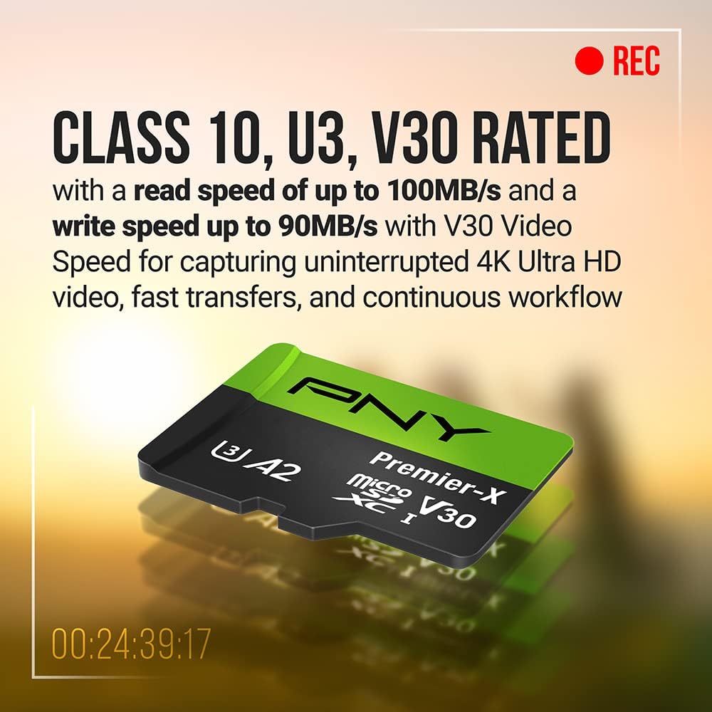 PNY 512GB Premier-X Class 10 U3 V30 microSDXC Flash Memory Card Pack of 2