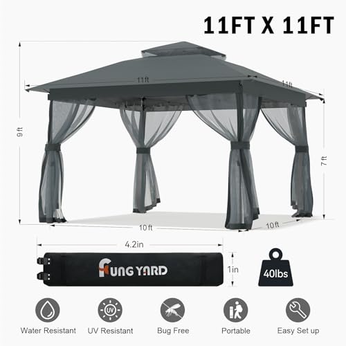 Outdoor Pop Up Gazebo 10x10 - Instant Canopy Tent with Mosquito Nettings