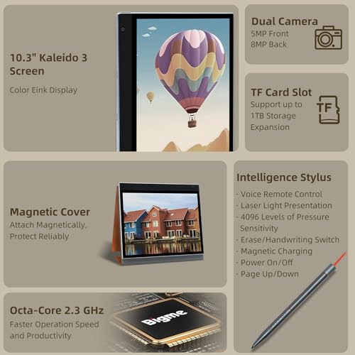 Bigme inkNote Color + E-Reader 10.3" 6G 128GB Dual Cameras TF Card Slot, Notetaking Digital Epaper E Ink Tablet with Stylus and Cover
