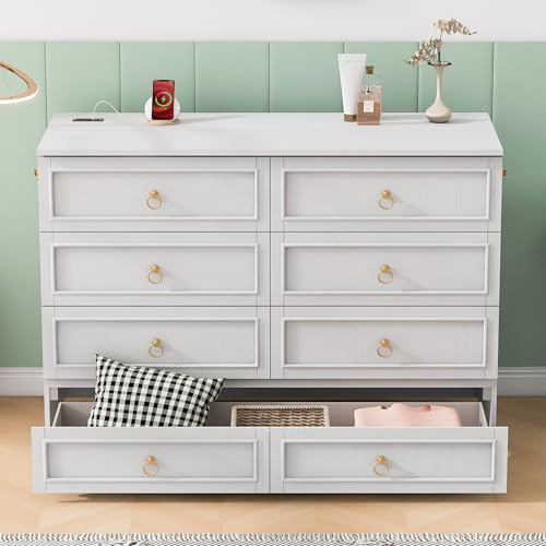 Harper & Bright Designs Queen Size Murphy Wall Bed, Chest Cube Cabinet With USB, Charging Station and Large Storage Drawer for Home Office