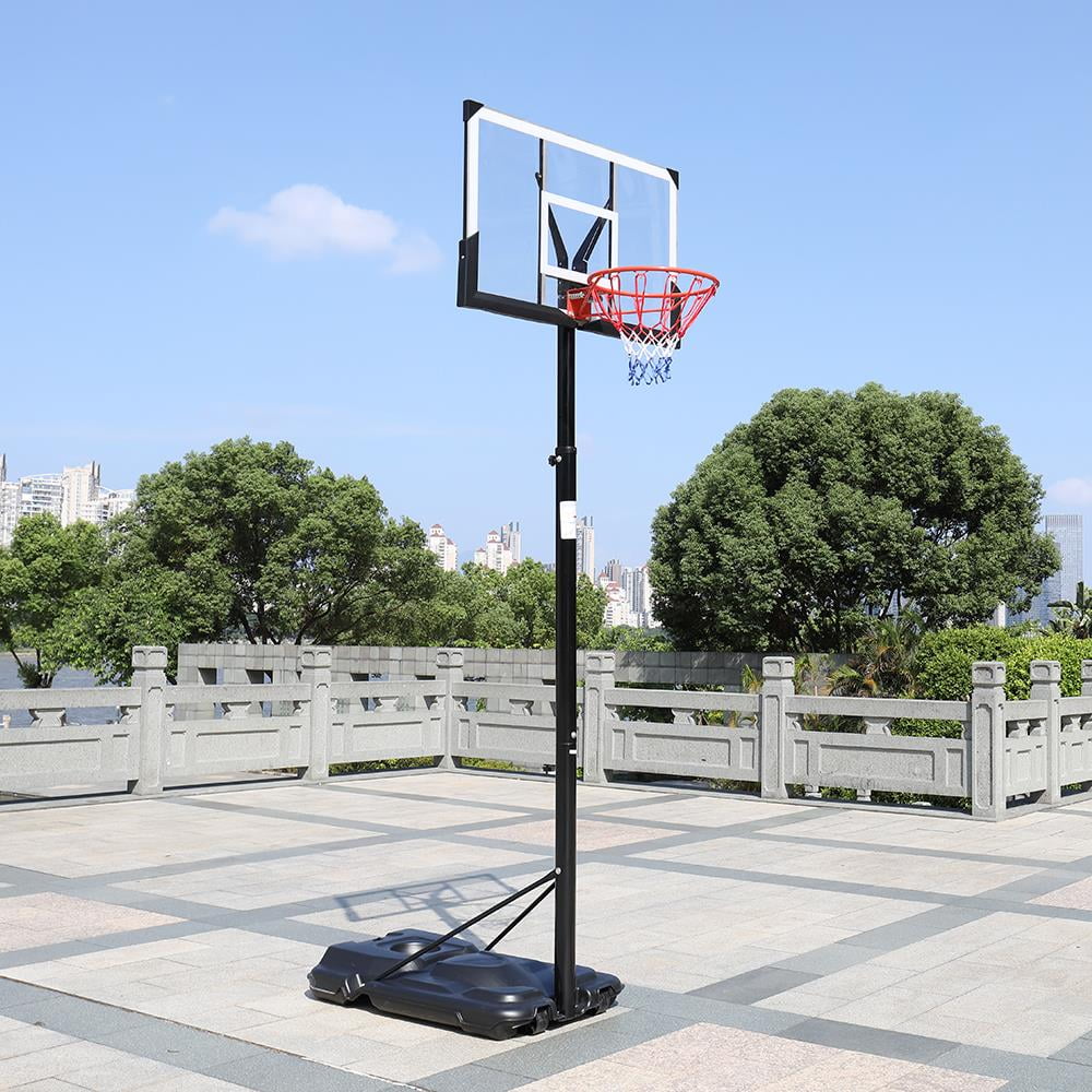 Ktaxon 44in Portable Basketball Hoop, 8ft - 10ft Height Adjustable Basketball Goal System, with Wheels and Shatterproof Backboard