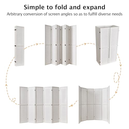 Room Divider Freestanding Folding Pegboard Privacy Screen | 4-Panel Display Stand for Jewelry, Craft Shows, Retail | Natural Wood