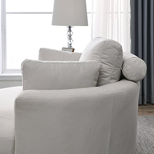 51.5-Inch Oversized Swivel Accent Barrel Chair with Storage Ottoman ,Button Decor and 4 Pillows