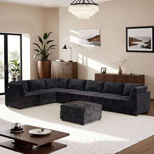 ovios 130.7" Modular Sectional Sofa Couch, U-Shaped Cloud Couches with 2 Ottomans Chaise