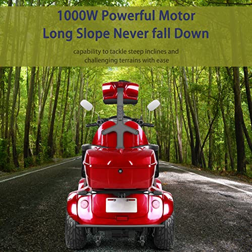 Heavy Duty 4 Wheels Mobility Scooter, All Terrain Electric Mobility Scooters for Seniors and Adults, 1000W Motor, Fat Tire