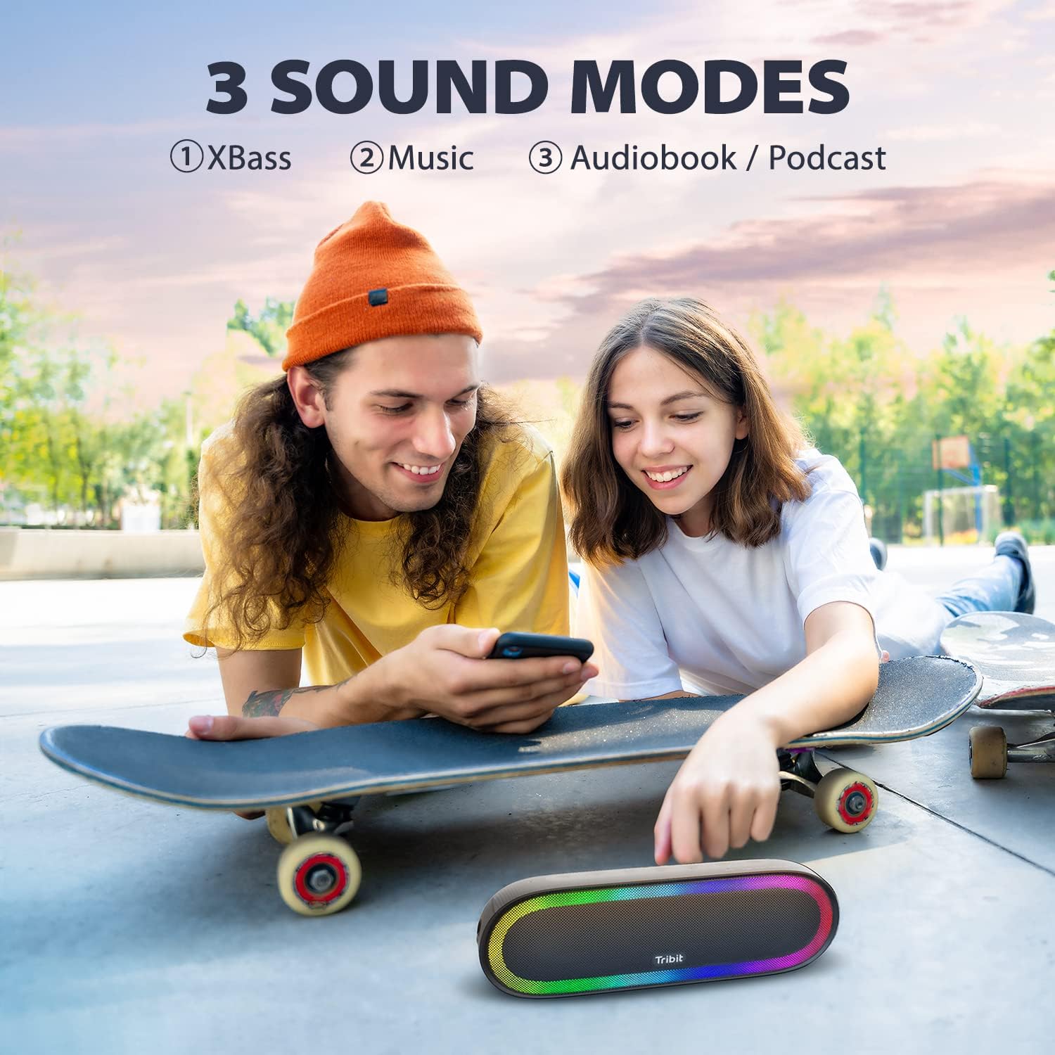 Tribit XSound Mega Portable Bluetooth Speaker, Loud & Deep Bass with Pure Titanium Drivers, IPX7 Waterproof, LED Lights, 20H Playtime