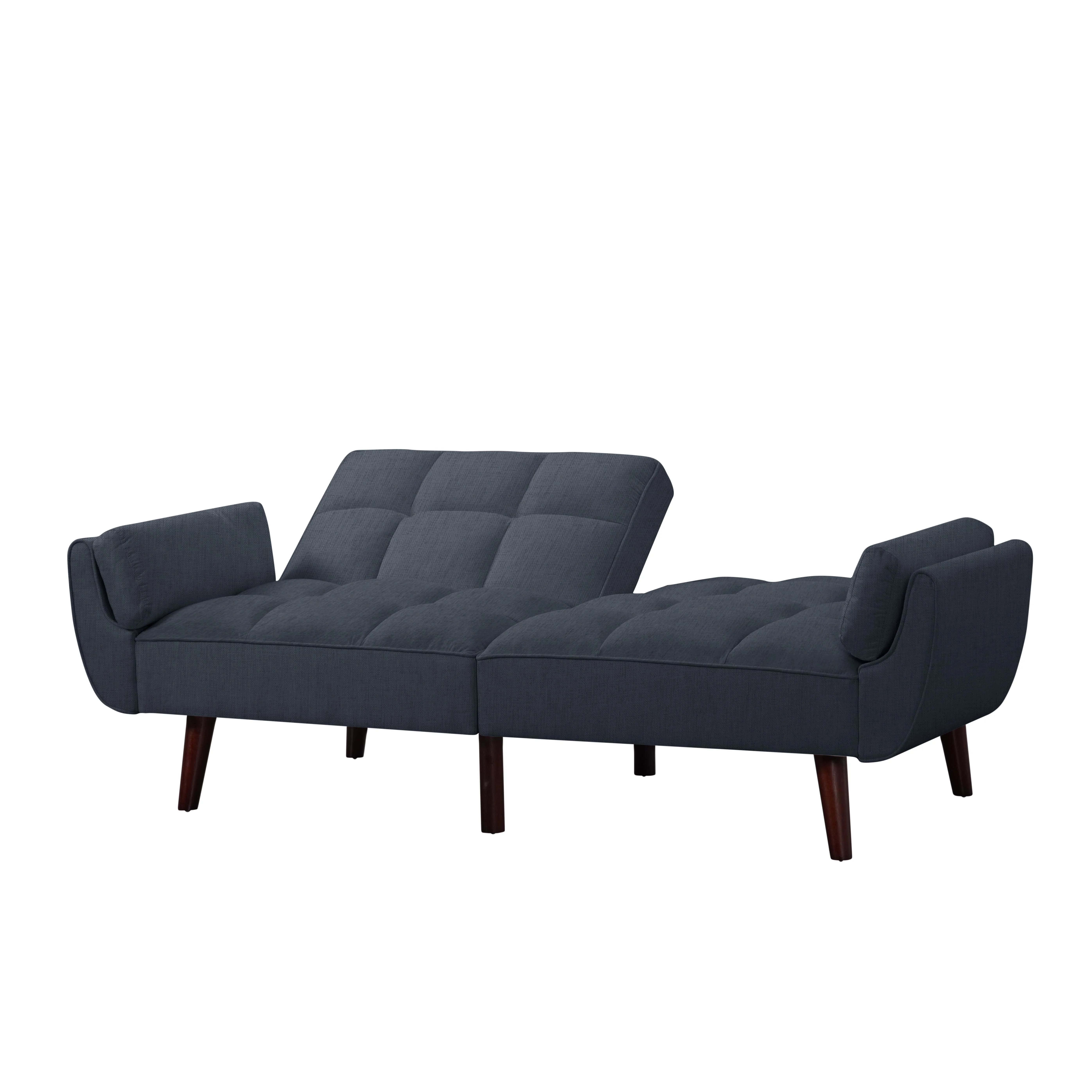 BSHTI 76” Futon Sofa Bed,Upholstered with Polyester,Wood Frame,2 Arm Pillows Included,3 Adjustable Positions ,5 Colors for Choosing