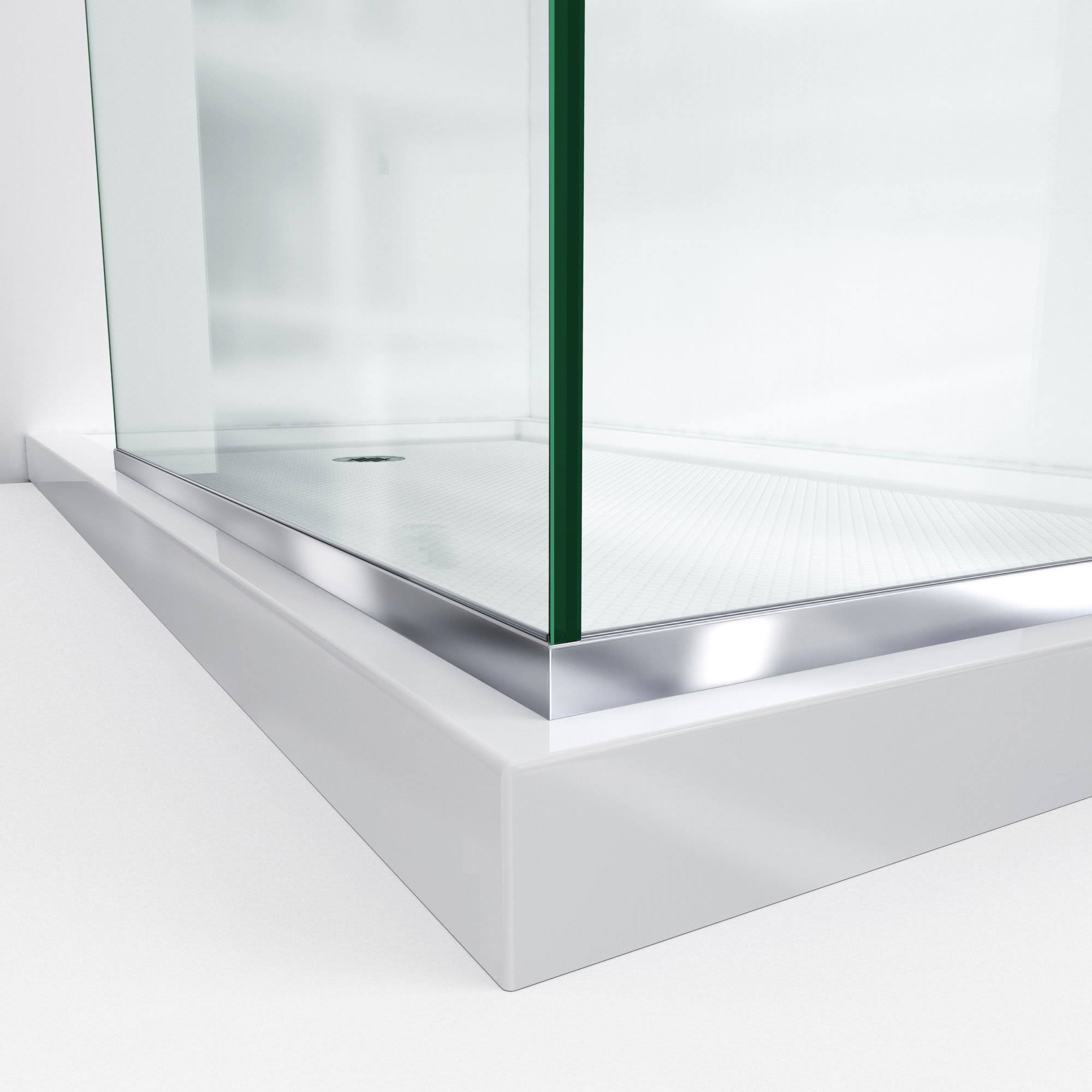 DreamLine Linea Two Individual Frameless Shower Screens 30 in. W x 72 in. H Each, Open Entry Design, Satin Black