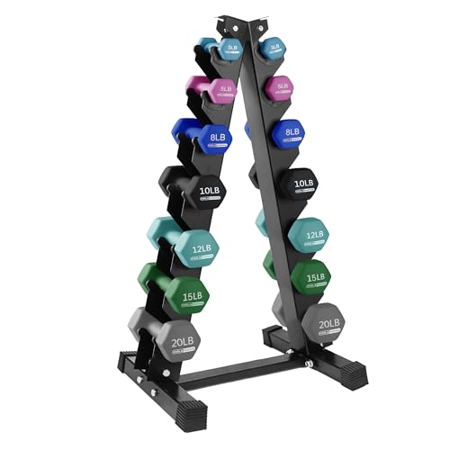 HolaHatha Neoprene Dumbbell Free Hand Weight Set with Rack, Ideal for Home Exercises to Gain Tone and Definition