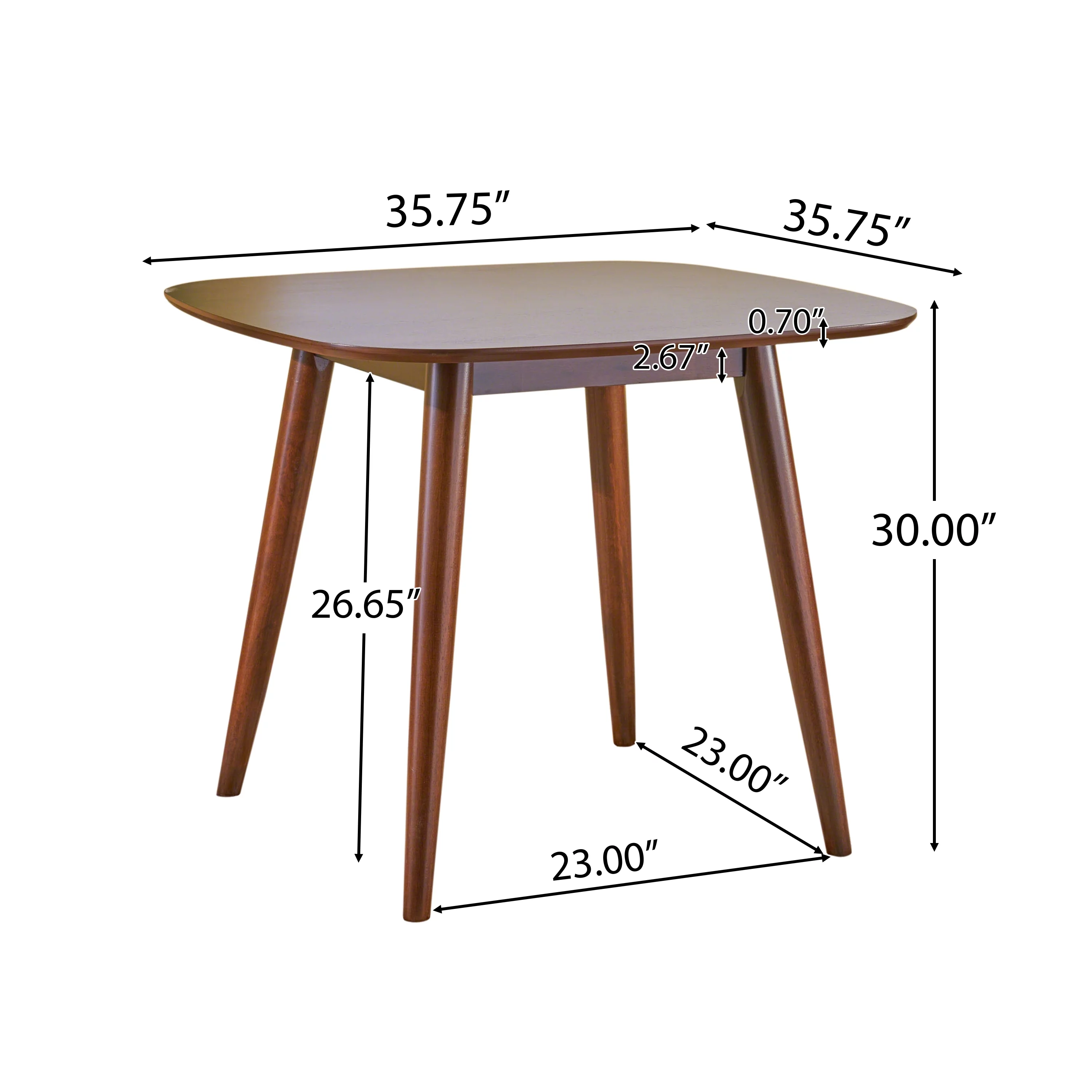 GDF Studio Pecoraro Mid Century Modern Wood Dining Table, Walnut