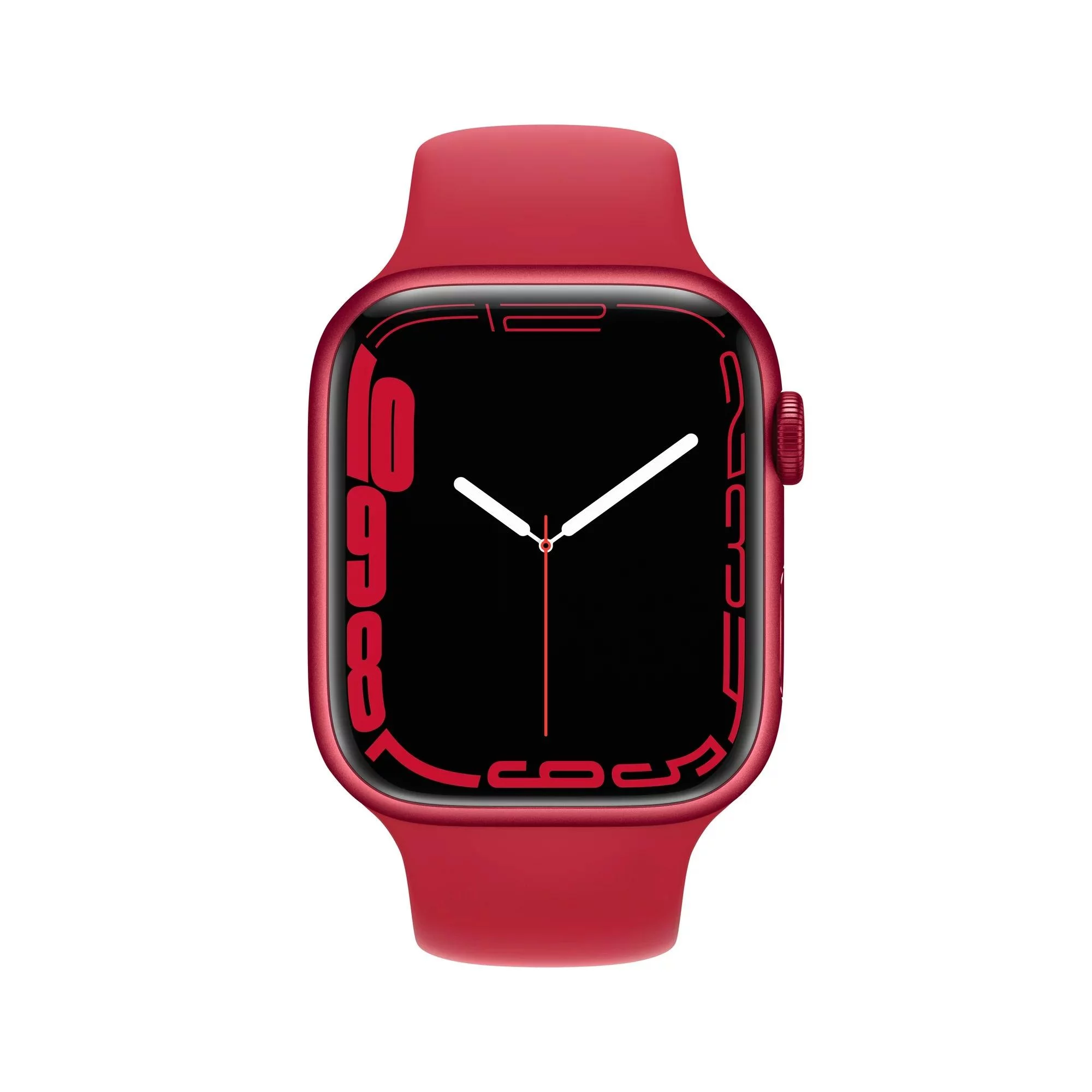Restored Apple Watch Series 7 (GPS + Cellular, 45 mm) Red Aluminum Case with Red Sport Band 5 Bonus Bands, Charging Stand, Screen Protector