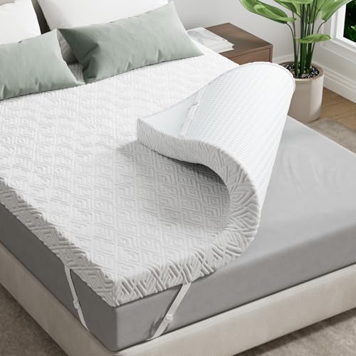 Memory Foam Mattress Topper - 3 Inch Gel Mattress Pad for Pressure Relief, Premium Soft Cooling Sleep Bed Topper