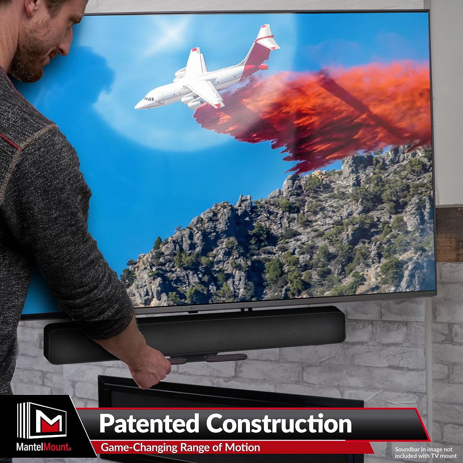 MantelMount MM540 - Above Fireplace Pull Down TV Mount for 40" to 80" Screen TVs to 90 lbs, with Patented auto-straightening, Adjustable Stops