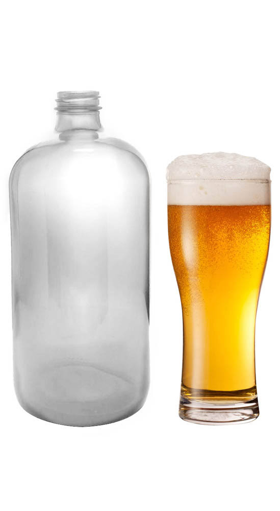 72 Customizable 32 oz Clear Glass Boston Round Growler
