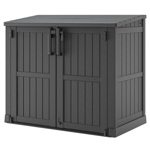 Outdoor Resin Storage Shed 36 Cu. Ft. Garden Horizontal Storage Large Capacity Weather Resistant Storage Box