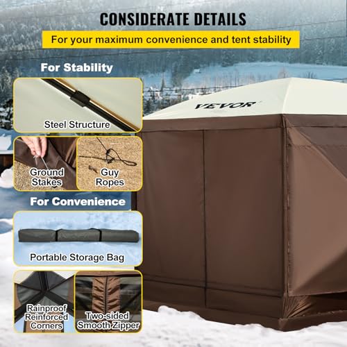 VEVOR Pop Up Gazebo Screen Tent, Pop-Up Instant Gazebo Tents with Mosquito Netting Outdoor Canopy