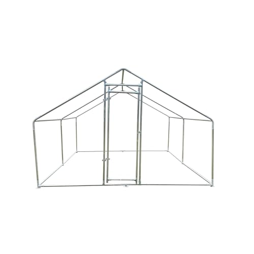 GOWE Large Chicken Coop Metal Chicken Run Walk-in Poultry Cage Spire-Shaped with Waterproof and Anti-Ultraviolet Cover for Backyard and Farm Outside