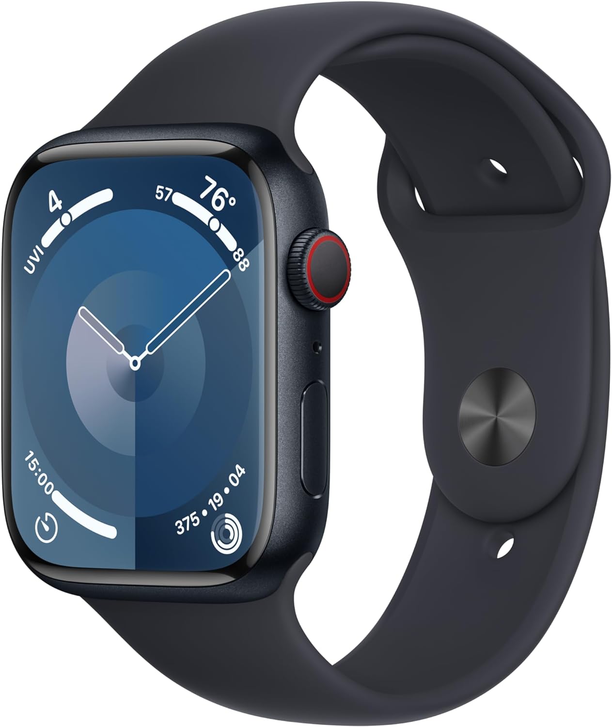 Apple Watch Series 9 [GPS + Cellular 45mm] Smartwatch with Midnight Aluminum Case with Midnight Sport Band M/L. Fitness Tracker