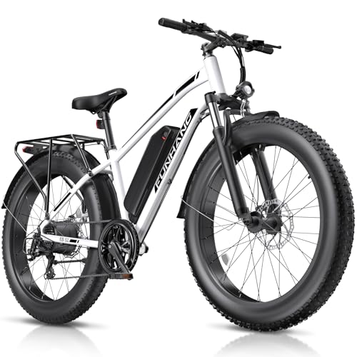 Electric Bike for Adults, 1000W Peak Ebike, 25MPH 60Miles Electric Mountain Bike, 26" Fat Tire Electric Bicycle with 48V 13AH Battery, Rear Rack