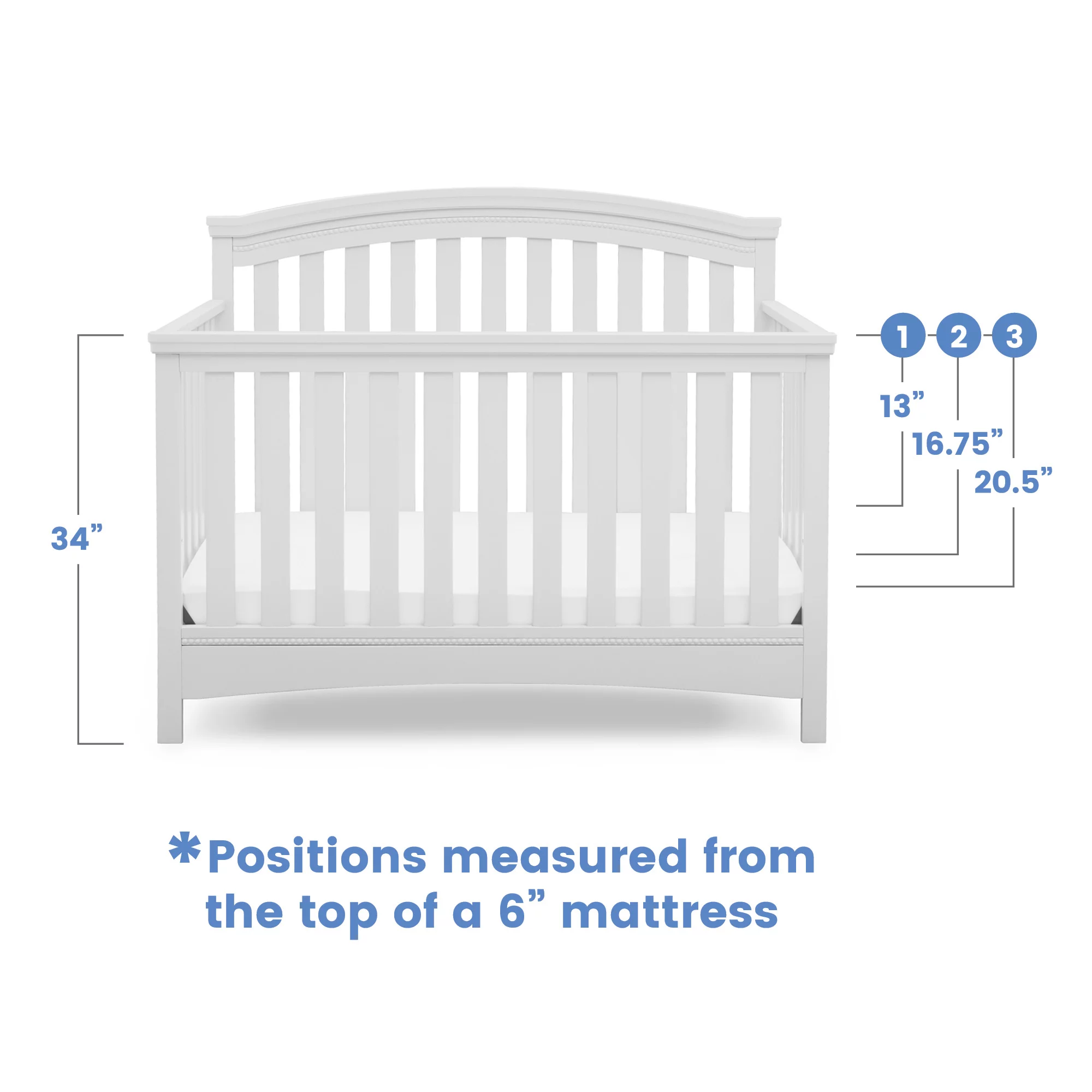 Delta Children Emerson 4-in-1 Convertible Crib - Greenguard Gold Certified, Bianca White