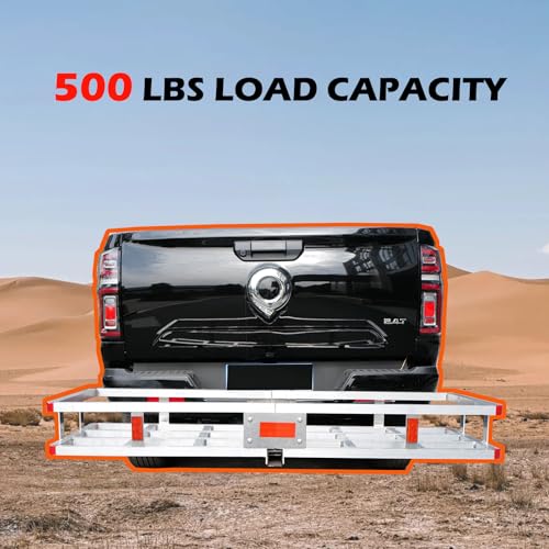60&rdquo;x20&rdquo;x7&rdquo; Aluminum Hitch Cargo Carrier Trailer Hitch Mount for RV's, Trucks, SUV's, Vans, Cars with 2" Hitch Receiver