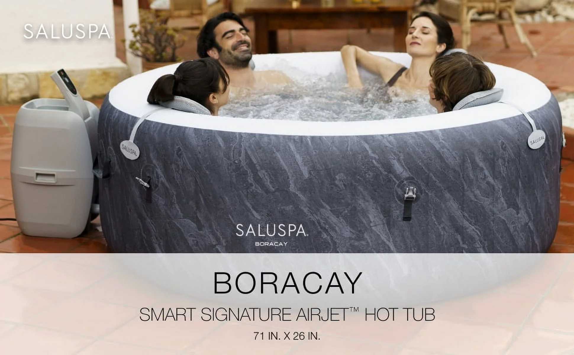 Bestway SaluSpa Boracay AirJet Inflatable Hot Tub with 120 Jets, Gray - Radiant Selections