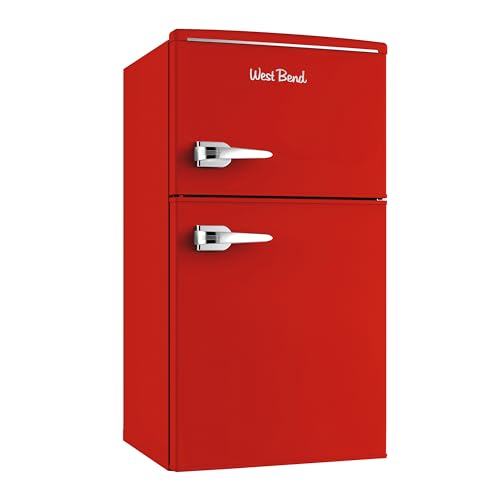 West Bend Mini Fridge with Freezer Retro-Styled for Home Office or Dorm