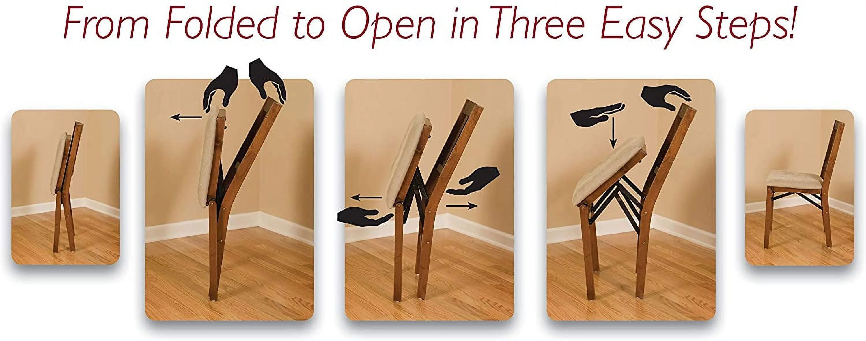 LIHONG STAKMORE Arts and Craft Folding Chair Fruitwood Finish, (Set of 2) , 22.5 in x 17 in x 35.5 in