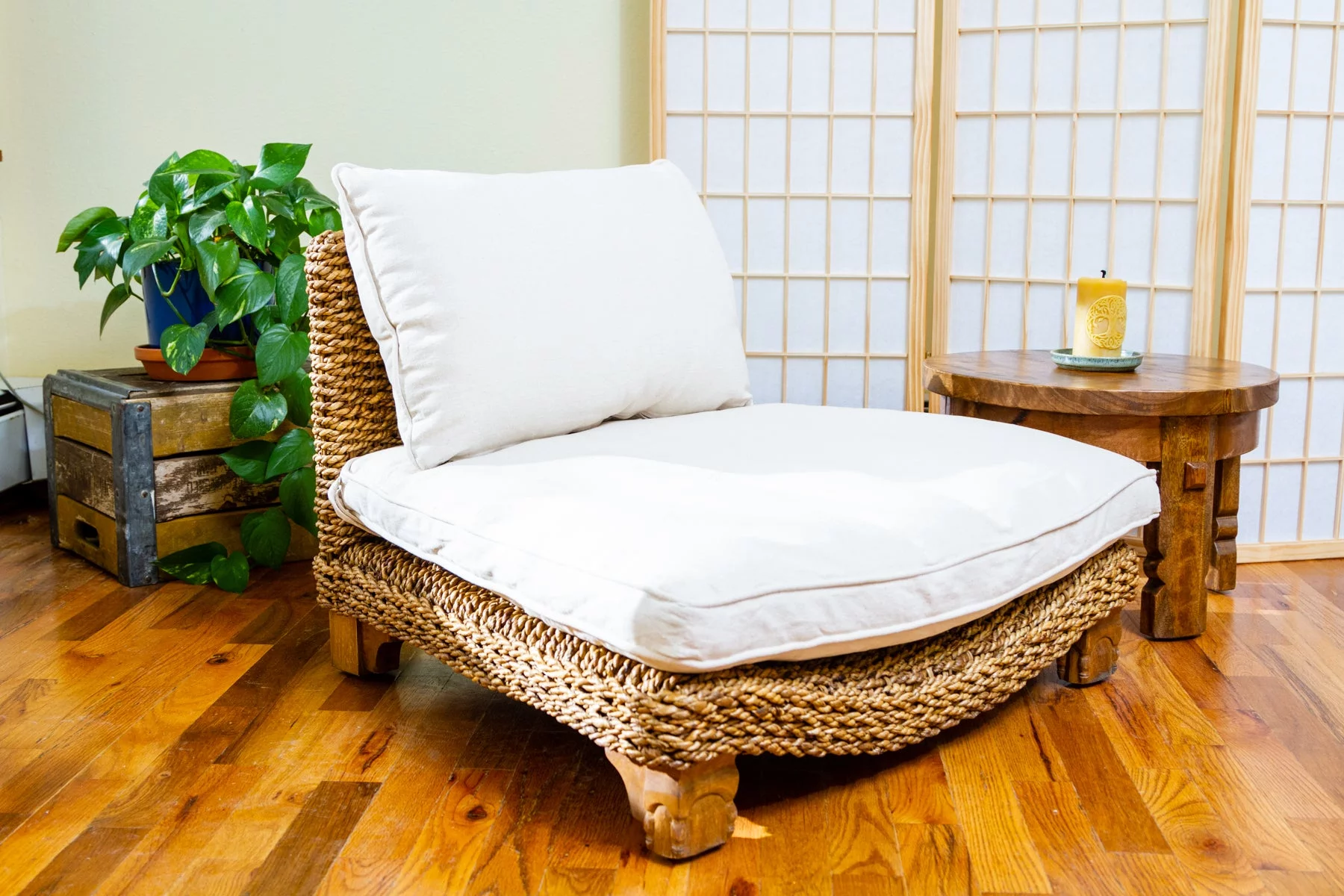 Seagrass Harmony Meditation Chair - Natural With Cream Cushion