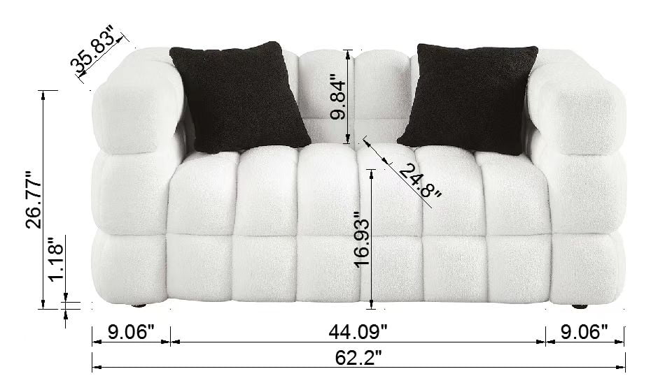 Holaki 3+2 Living Room Sofa Set, Modern Loveseat and 3 Seat Couch Furniture, White