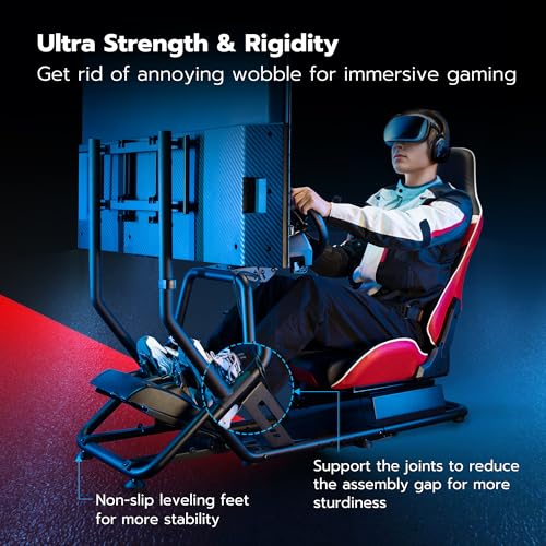 ARES WING Racing Simulator Cockpit with Monitor Mount and Seat, Formula and GT Sim Racing Cockpit Compatible with Fanatec, Thrustmaster, Logitech