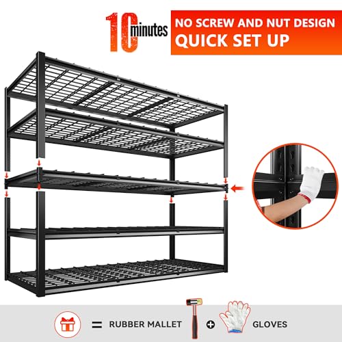 REIBII 60" W Garage Shelving Heavy Duty Metal Shelving 3000LBS Storage Shelves Adjustable Metal Shelves for Storage Industrial Garage Shelves for