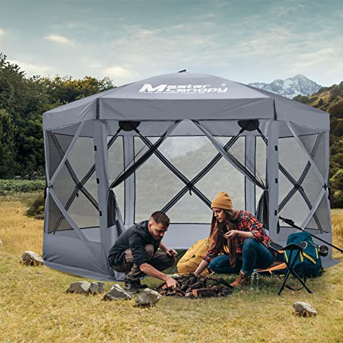 MASTERCANOPY 12x12FT Pop Up Gazebo Screen Tent - Instant Screen House with Netting, Quick Set, Outdoor Canopy Shelter with Carry Bag for Camping