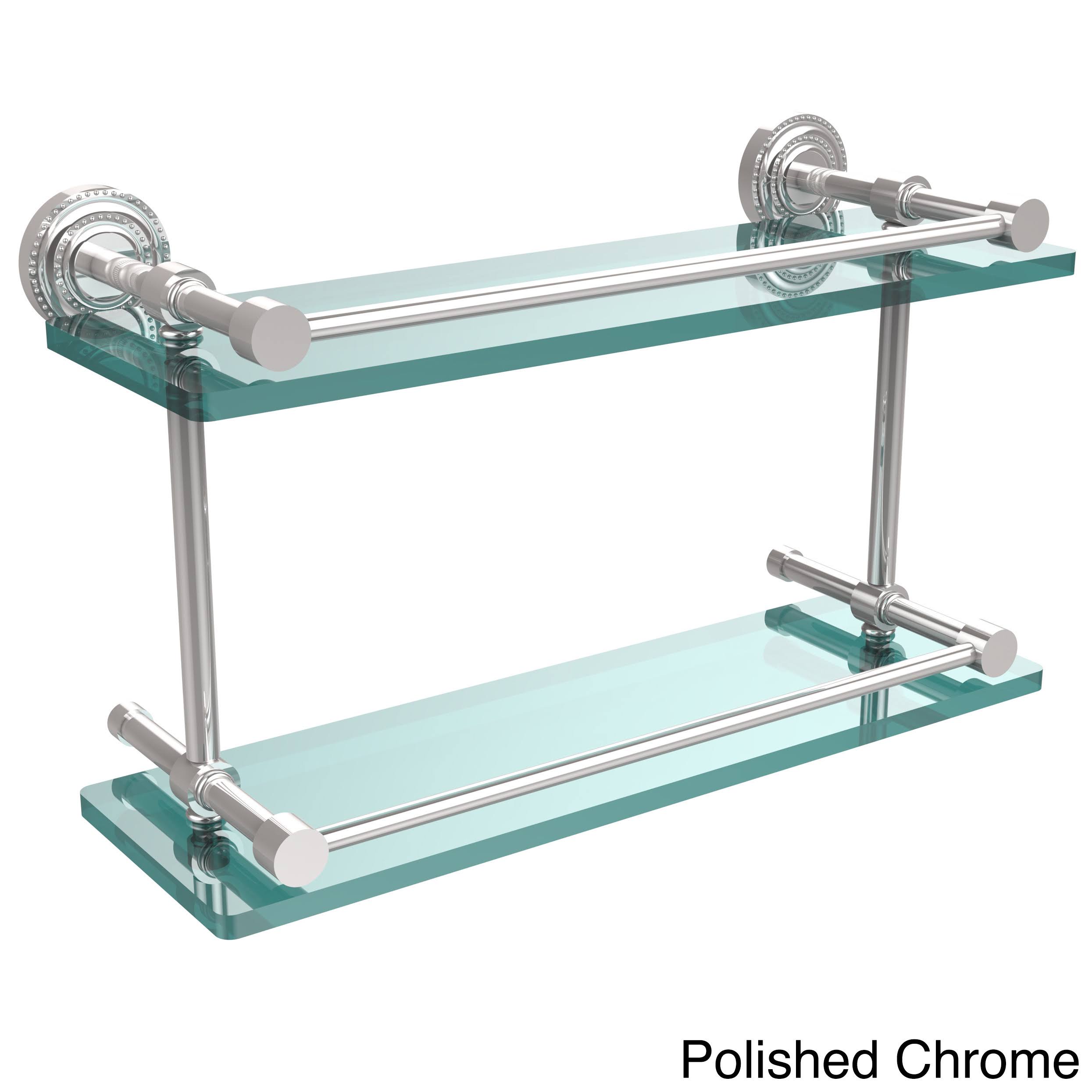 Allied Brass Dottingham Double Glass Shelf with Gallery Rail - Satin Chrome - 16 inch
