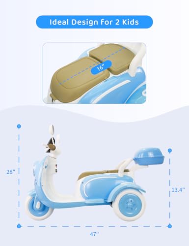 Kids Electric Motorcycle,3 Wheel Bike, Electric Scooter for 3 Year Old,3-Wheel 12V Ride On Scooter for Kids with Storage Compartments