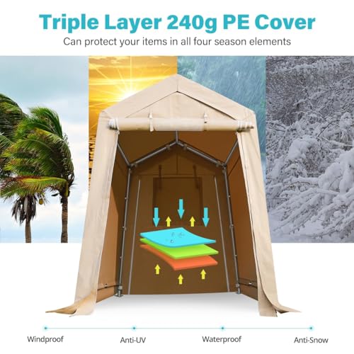 ADVANCE OUTDOOR 10x10 ft Heavy Duty Outdoor Patio Portable Canopy Storage Shelter Shed Carport with 2 Roll up Zipper Doors & Vents for Snowmobile